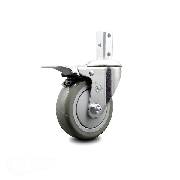 Service Caster 4 Inch Gray Poly Wheel Swivel 3/4 Inch Square Stem Caster with Total Lock Brake SCC-SQTTL20S414-PPUB-GRY-34 - main